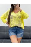 T-SHIRT COTON-LIN BI-MATIERE SMILE PE0818 JAUNE