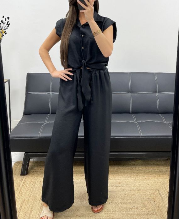 BLUSE + HOSE SET PE2311 SCHWARZ