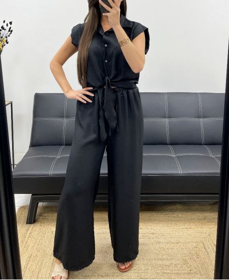 BLUSE + HOSE SET PE2311 SCHWARZ
