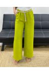 PANTALON 2 POCHES + CEINTURE PE2316 VERT ANIS