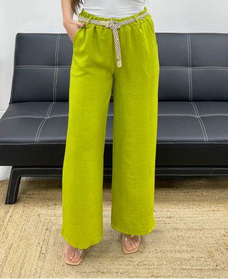 2-POCKET BROEK + TAILLEBAND PE2316 LIME GROEN