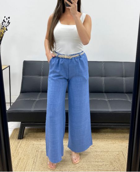 PANTALONE 2 TASCHE + CINTURA PE2316 BLU