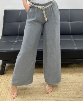 2-POCKET BROEK + PE2316 RIEM GRIJS