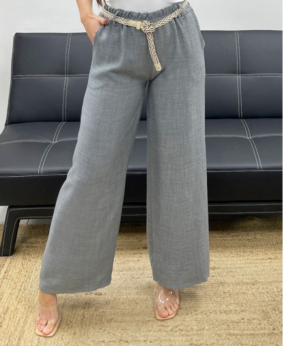 2-POCKET BROEK + PE2316 RIEM GRIJS
