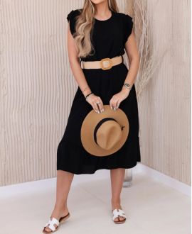 KLEID + GÜRTEL PE1653 SCHWARZ