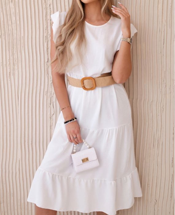 KLEID + GÜRTEL PE1653 WEISS