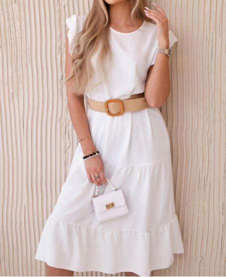 KLEID + GÜRTEL PE1653 WEISS