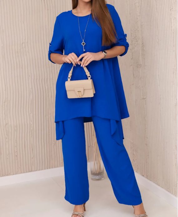 CONJUNTO DE 3 TÚNICAS + PANTS + CUELLO PE1638 ROYAL BLUE