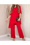 3-DELIGE SET TUNIEK + BROEK + KRAAG PE1638 ROOD