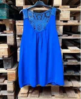OVERSIZE TOP FLUIDE DOS BRODERIE PE1100 BLEU ROYAL