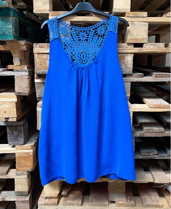 OVERSIZED FLUID BACK TOP WITH EMBROIDERY SS1100 ROYAL BLUE
