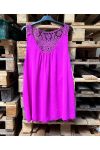OVERSIZE TOP FLUIDE DOS BRODERIE PE1100 MAUVE