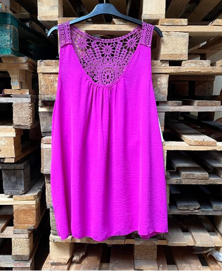 OVERSIZE TOP FLUIDE DOS BRODERIE PE1100 MAUVE