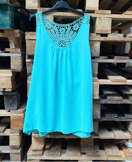 OVERSIZE TOP FLUIDE DOS BRODERIE PE1100 VERT PASTEL