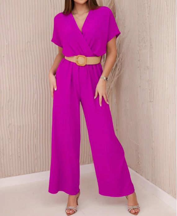 COMBINAZIONE PANTALONE + CINTURA PE2337 VIOLA