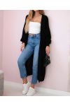 2-POCKET LONG KNIT VEST PE0032 BLACK