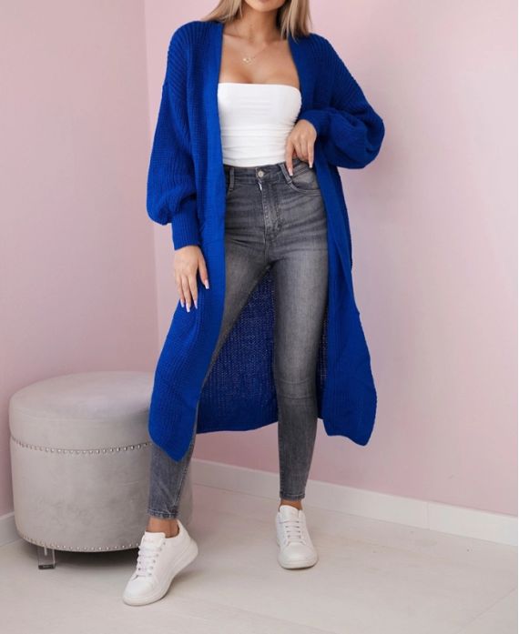 GILET 2 TASCHE IN MAGLIA LUNGA PE0032 BLU REALE