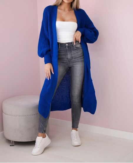 2-POCKET LONG KNIT VEST PE0032 ROYAL BLUE