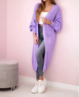 LANGE STRICKWESTE MIT 2 TASCHEN PE0032 LILA