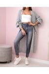 2-POCKET LONG KNIT VEST PE0032 GREY