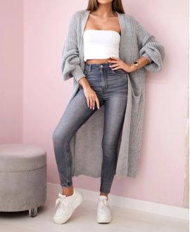 GILET LONG MAILLE 2 POCHES PE0032 GRIS