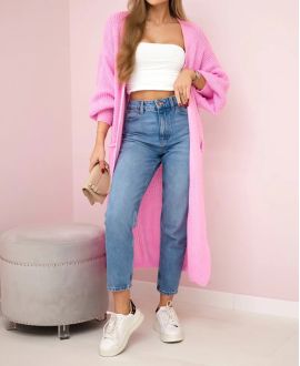 2-POCKET LONG KNIT VEST PE0032 PINK