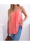 PE1345 TOP CORAL FLUIDO CON TIRAS TRENZADAS