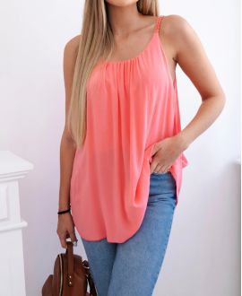 TOP FLUIDE A BRETELLES TRESSEES PE1345 CORAIL