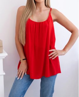 TOP FLUIDE A BRETELLES TRESSEES PE1345 ROUGE
