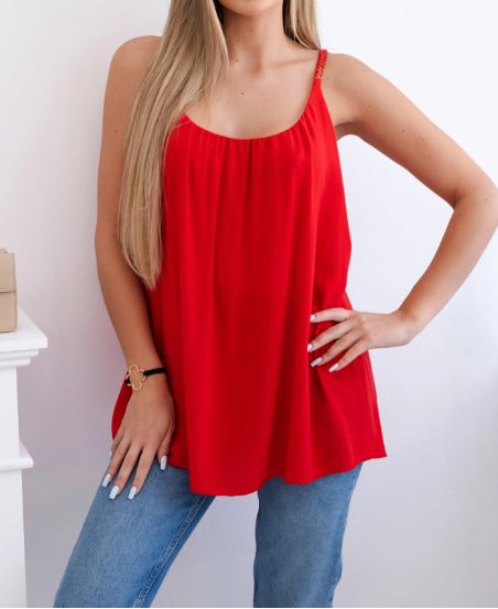 SOEPELE TOP MET GEVLOCHTEN BANDJES PE1345 ROOD