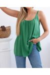 TOP FLUIDE A BRETELLES TRESSEES PE1345 VERT