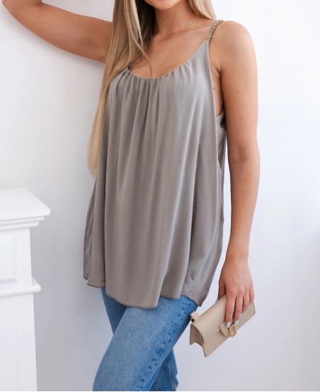 PE1345 TAUPE PE1345 BRAIDED STRAP FLUID TOP