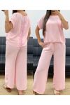 SET TOP POSTERIORE IN PIZZO + PE0001 PANTALONE ROSA CHIARO