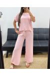 SET TOP POSTERIORE IN PIZZO + PE0001 PANTALONE ROSA CHIARO