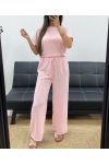 SET TOP POSTERIORE IN PIZZO + PE0001 PANTALONE ROSA CHIARO