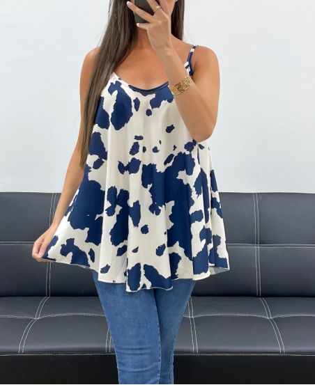 ROOD PE2444 NAVY UITLOPENDE TOP