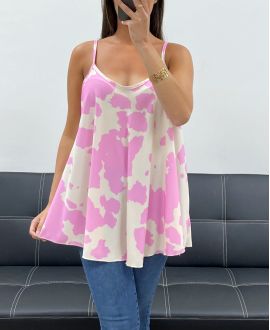 CZERWONY PE2444 RÓŻOWY ROZKLOSZOWANY TOP