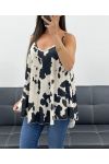 TOP EVASé ROUGE PE2444 NOIR