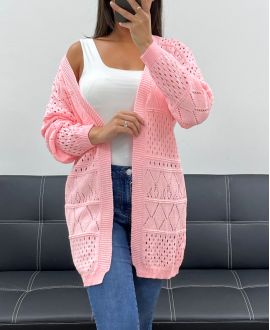 GILET AJOURé PE2470 ROSE