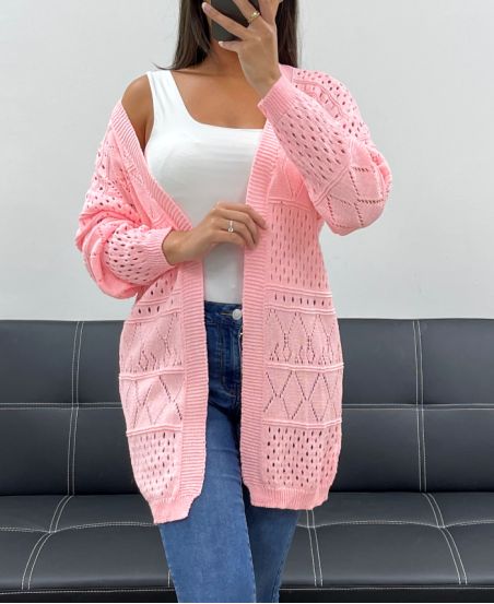 PE2470 ROZE OPENGEWERKT VEST