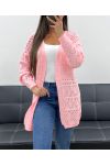 GILET AJOURé PE2470 ROSE