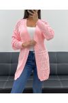 GILET AJOURé PE2470 ROSE