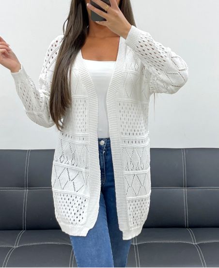 GILET AJOURé PE2470 BLANC
