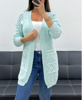 GILET AJOURé PE2470 VERT PASTEL