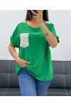 TOP CON BOLSILLO DE ENCAJE PE2433 VERDE