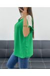 TOP CON BOLSILLO DE ENCAJE PE2433 VERDE