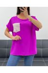 POCKET LACE TOP PE2433 PURPLE