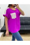 POCKET LACE TOP PE2433 PURPLE