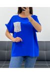 LACE POCKET TOP PE2433 ROYAL BLUE