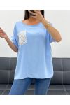LACE POCKET TOP PE2433 SKY BLUE